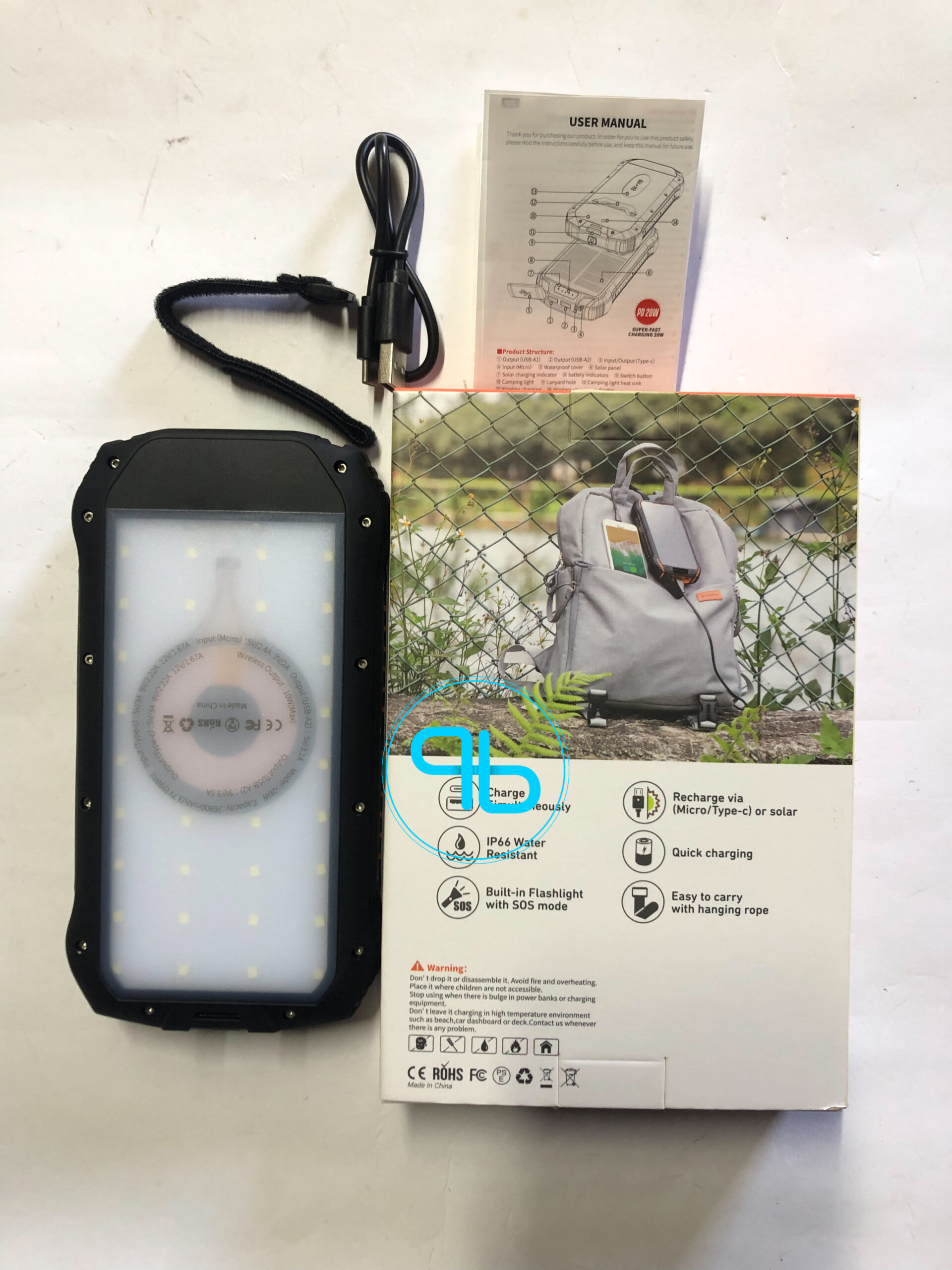 Павербанк Power Bank Solar i26 26800 mAh з сонячною панеллю, фонарик | Probot фото 13