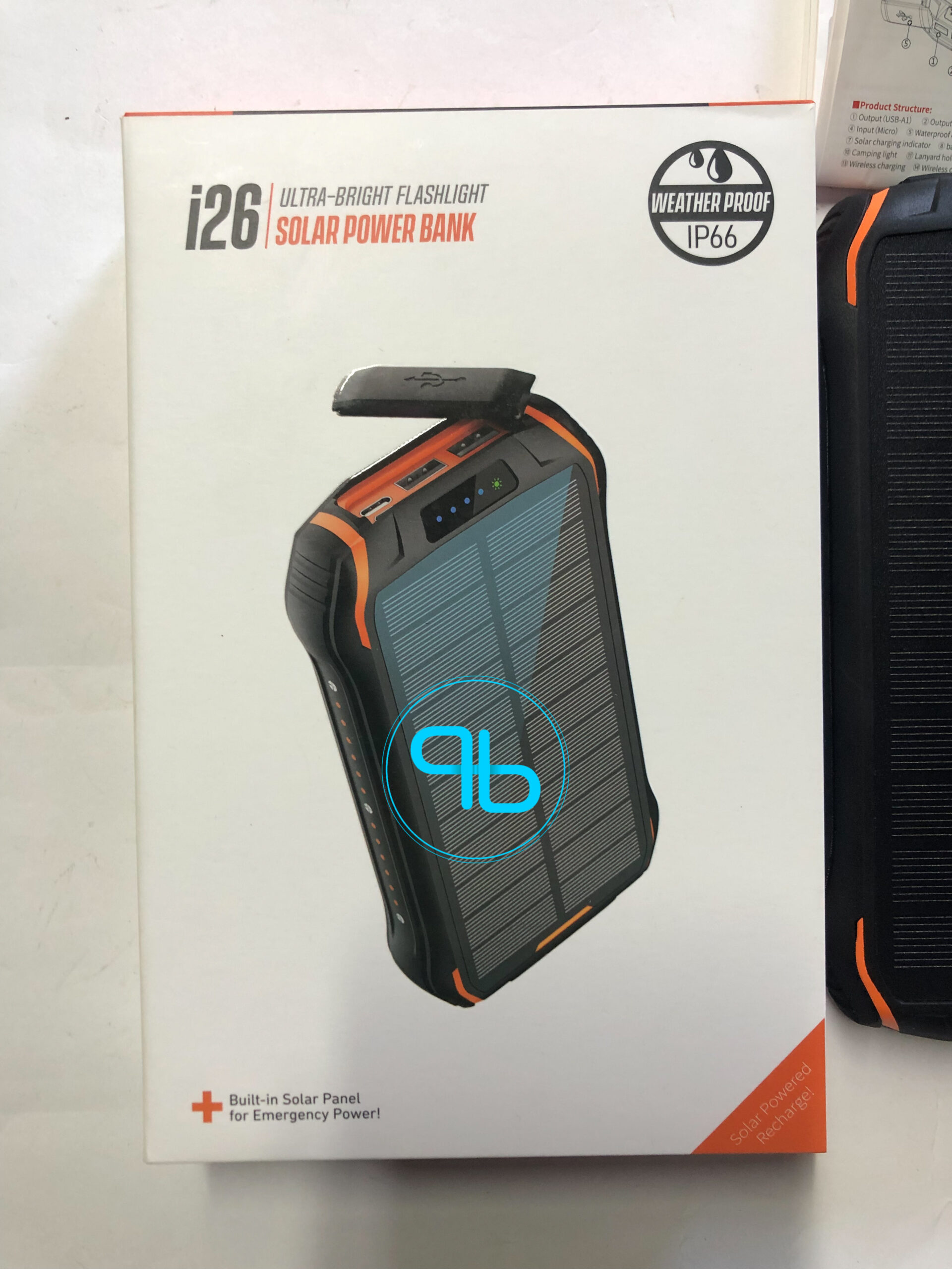 Павербанк Power Bank Solar i26 26800 mAh з сонячною панеллю, фонарик | Probot фото 11