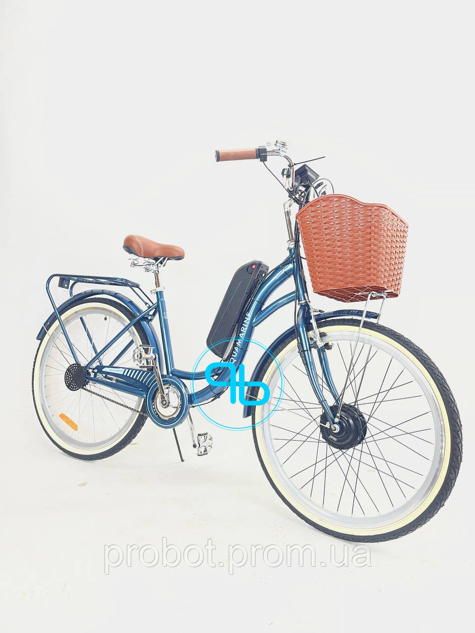 Електровелосипед з корзиною Dorozhnik Aquamarin 26″ (500W 36V 18Ah) Синій | Probot